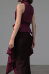 Marc Le Bihan Stretch Pleated Stretch Tube Dress or Skirt Collection MLB-25900-JIUHONG Burgundy Long Skirt 25900 25901